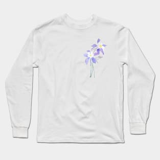 purple wild flower columbine flower watercolor Long Sleeve T-Shirt